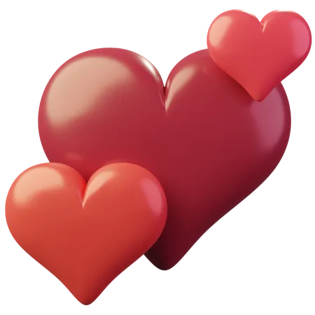 Three Hearts  3D Illustration