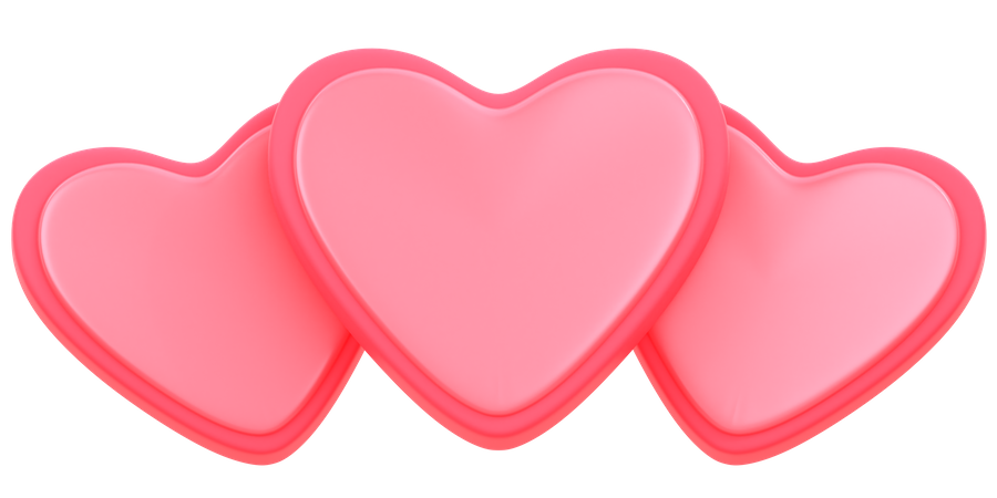 Three Hearts  3D Icon