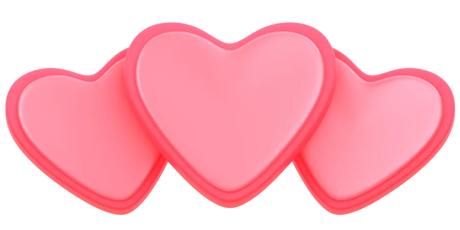Three Hearts  3D Icon