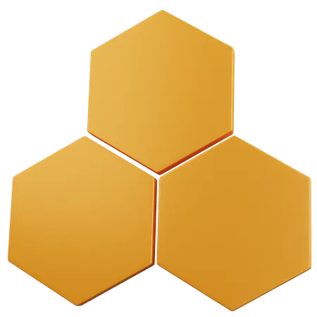 3 D Rendering Three Hexagons Isolated 3D Icon