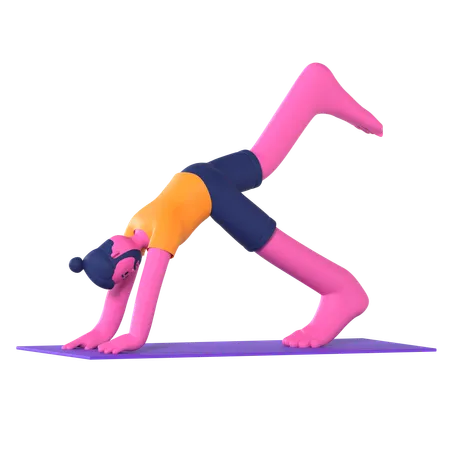 Three Legged Downward Facing Dog Pose  3D Icon