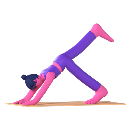 Three Legged Downward Facing Dog Pose  3D Icon