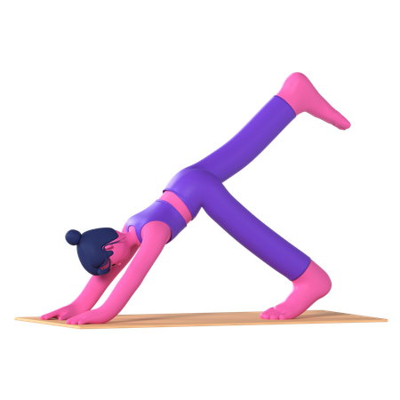 Three Legged Downward Facing Dog Pose  3D Icon