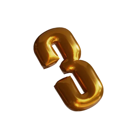 Three Number Balloon  3D Icon