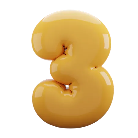 Three Number Balloon  3D Icon