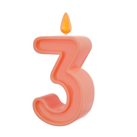 Three Number Candle 3D Illustration