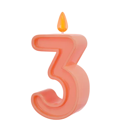 Three Number Candle  3D Illustration