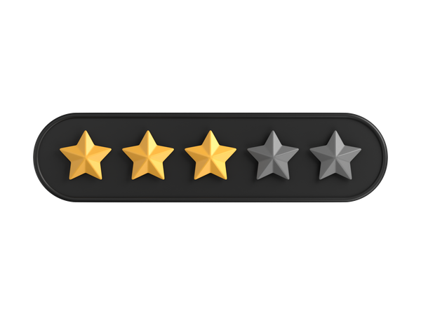 Three of Five Star Rating  3D Icon