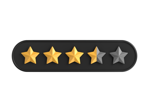 Three Point Five of Five Star Rating  3D Icon