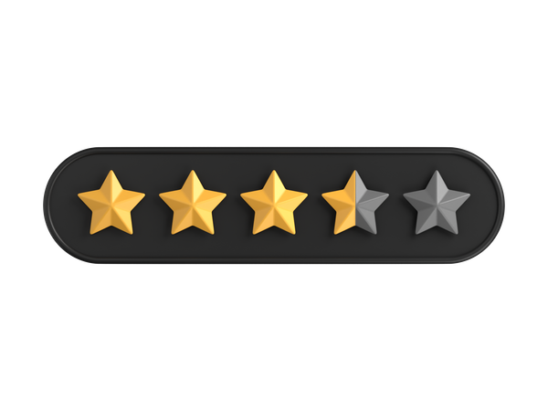 Three Point Five of Five Star Rating  3D Icon