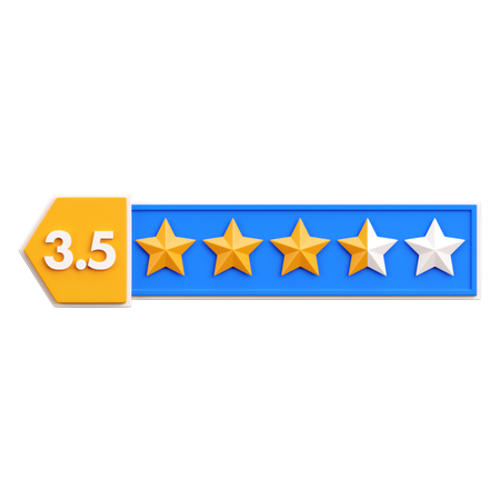 Three Point Five Star Rating  3D Icon