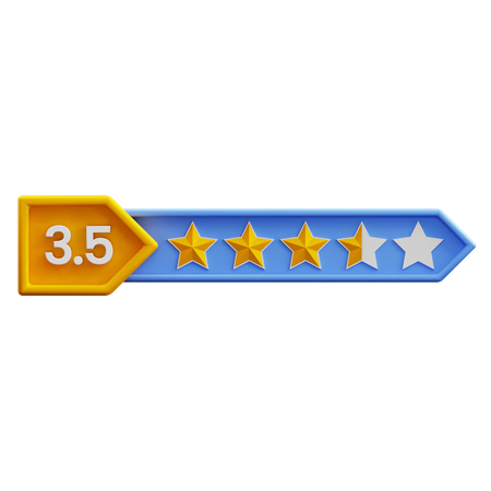 Three Point Five Star Rating  3D Icon