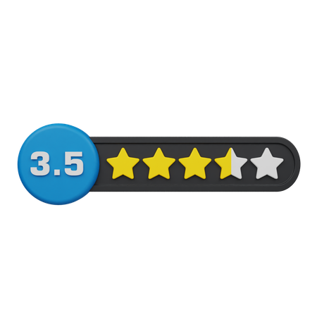Three Point Five Star Rating Circle Label  3D Icon