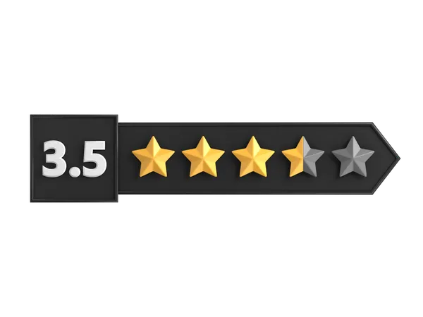 Three Point Five Star Rating Label  3D Icon