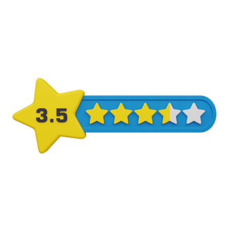 Three Point Five Star Rating Label  3D Icon