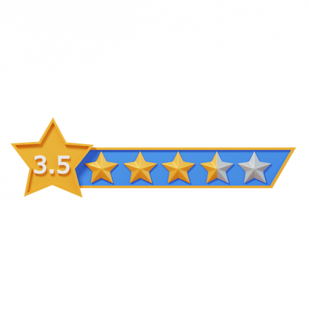 Three Point Five Star Rating Label  3D Icon