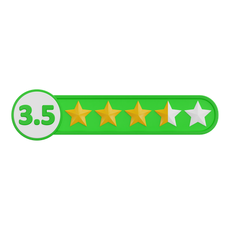 Three Points Five Star Rating  3D Icon