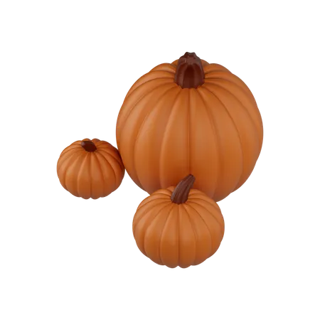 Three Fresh Pumpkins 3D Icon