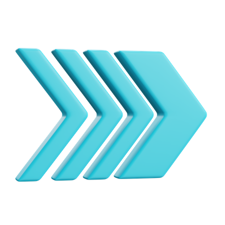 Three Right Chevron 3D Icon