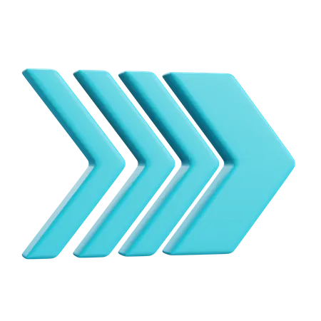 Three Right Chevron 3D Icon