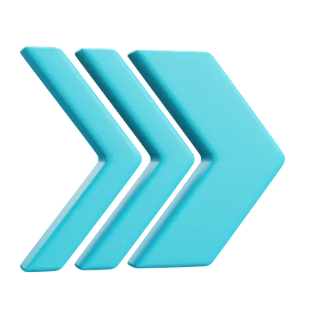 Three Right Chevron 3D Icon