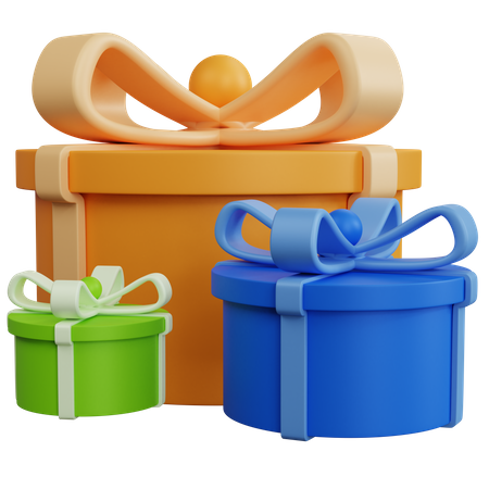 Three Round Gift Boxes  3D Icon