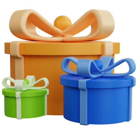 Three Round Gift Boxes  3D Icon