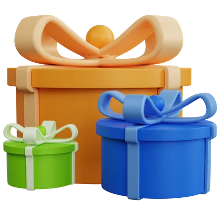 Three Round Gift Boxes 3D Icon