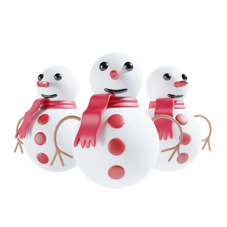 Three Snowman  3D Icon
