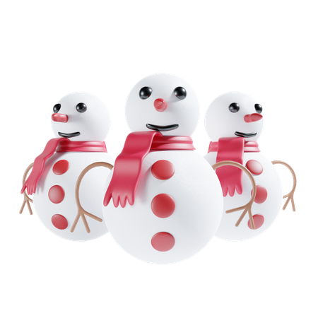 Three Snowman  3D Icon