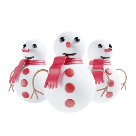 Three Snowman  3D Icon