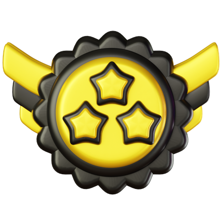 Three Star Badge  3D Icon