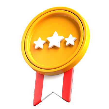 Three Star Badge  3D Illustration