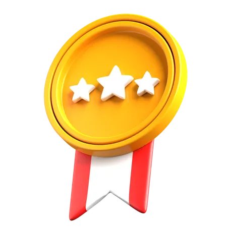 Three Star Badge  3D Illustration