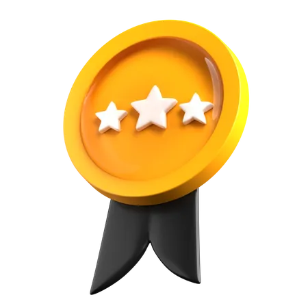 Three Star Badge  3D Illustration