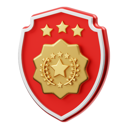 Three Star Badge 3D Illustration