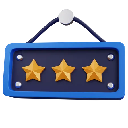 3 D Rendering Hanging Board With Three Star Isolated 3D Icon