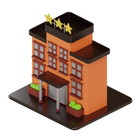 Three Star Hotel  3D Illustration