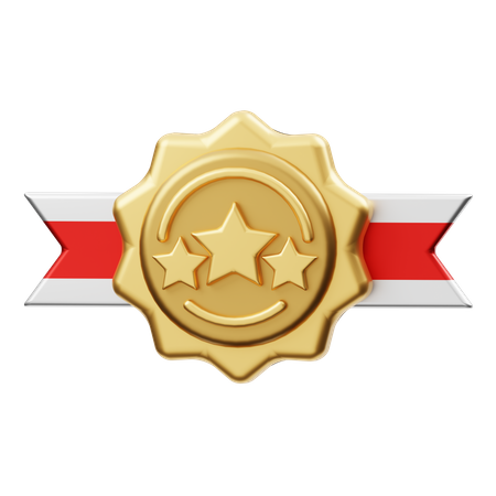 Three Star Medal 3D Illustration
