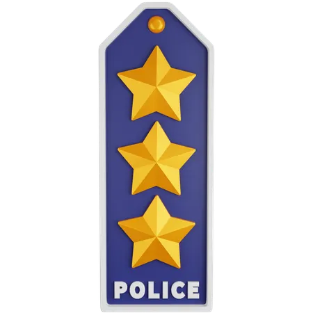 Three Star Police Rank  3D Icon