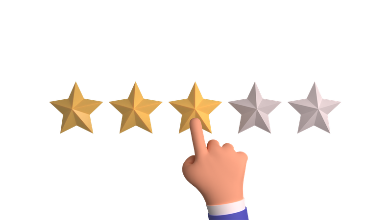 Three star rating  3D Illustration