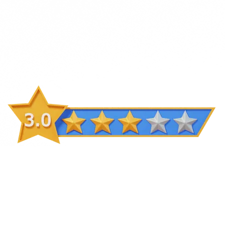 Three Star Rating Label  3D Icon