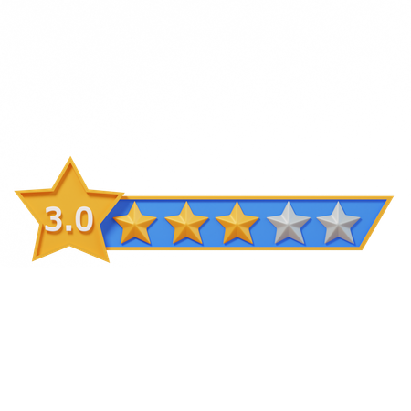 Three Star Rating Label  3D Icon