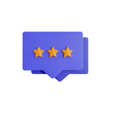 Three Star Review Chat Bubble  3D Icon