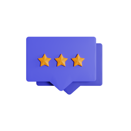 Three Star Review Chat Bubble  3D Icon