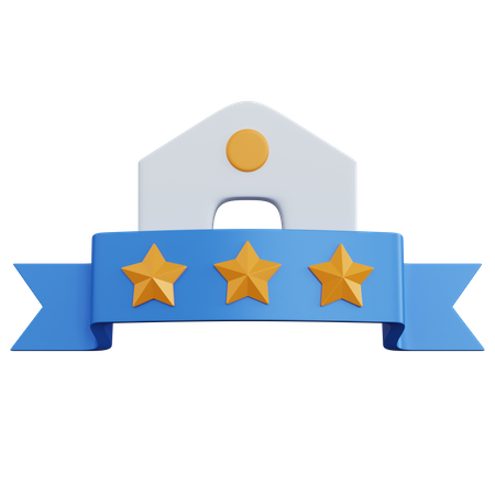 Three Star Ribbon  3D Icon