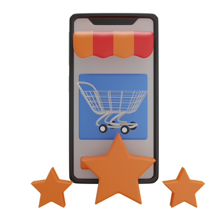 Three Star Shopping rating 3D Illustration