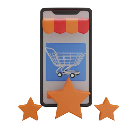 Three Star Shopping rating  3D Illustration