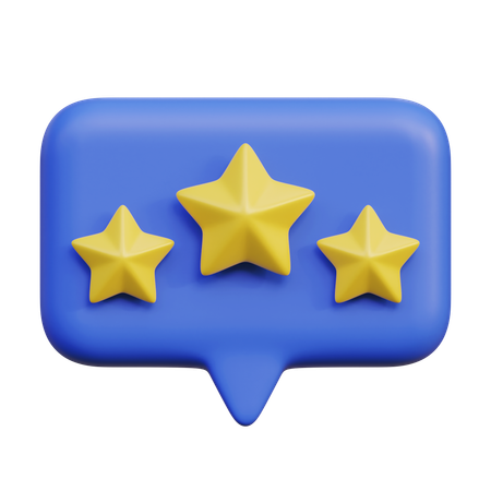 Three Star Speech Bubble  3D Icon