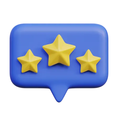 Three Star Speech Bubble  3D Icon